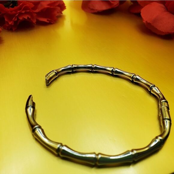 Openable Bamboo Oval Bangle Bracelet inner diam 2 x 2.5 in. Sterling Silver - Picture 10 of 10